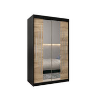 SCHWEBETÜRENSCHRANK 200/120/62 2-türig - Silberfarben/Schwarz, Holz/Kunststoff (120/200/62cm) - Abiks Möbel