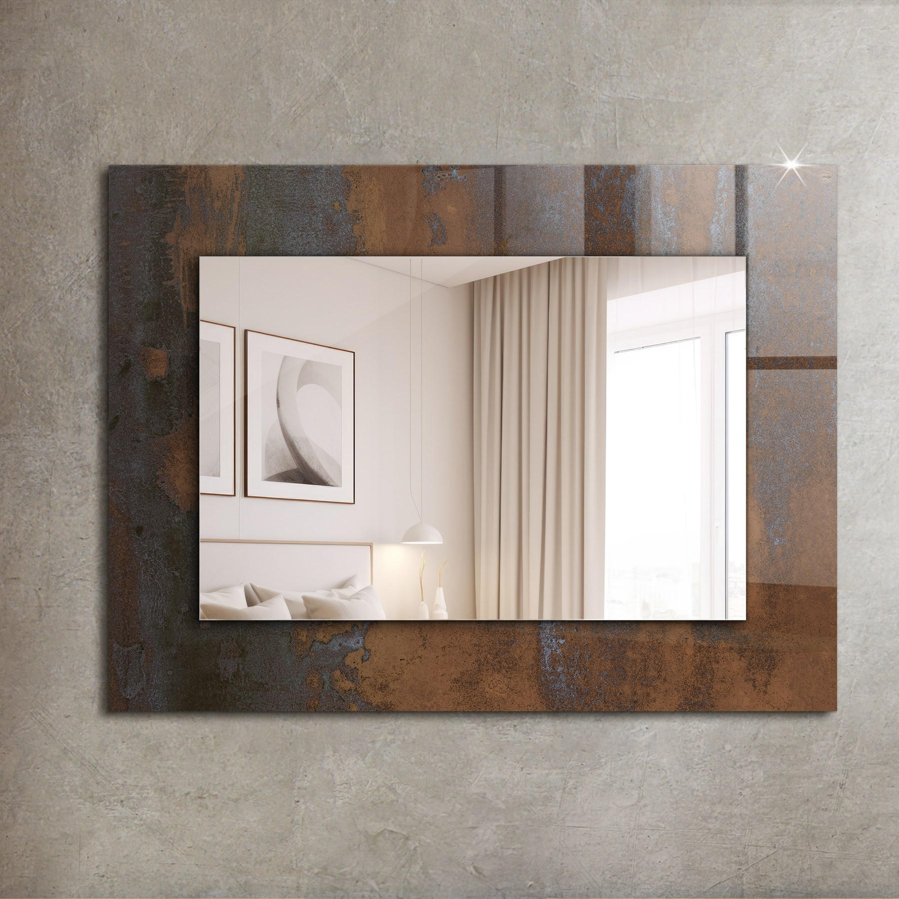 SPIEGEL 80 x 60 cm Rechteckig mit Aufdruck - Rostfarben, Glas (80/60/0.4cm) - TULUP