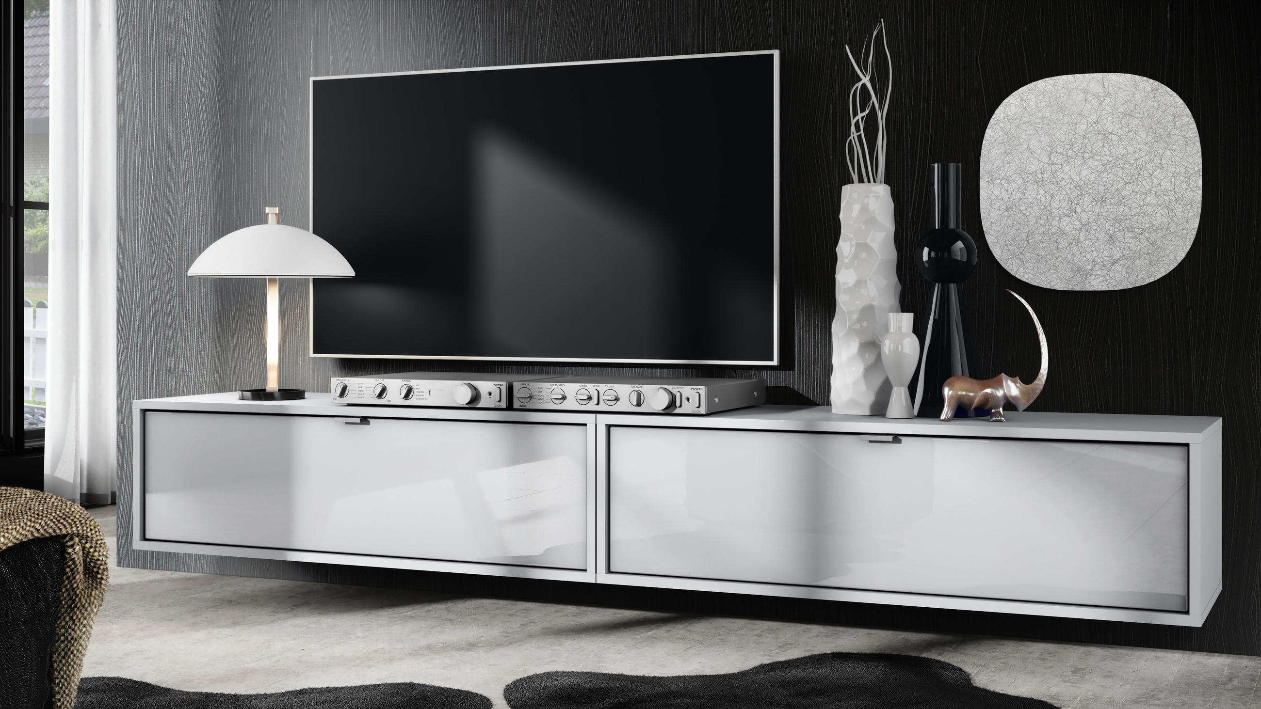 LOWBOARD Lana Fronten in Weiß Hochglanz - Weiß Hochglanz, Holzwerkstoff (100/29/37cm) - Vladon