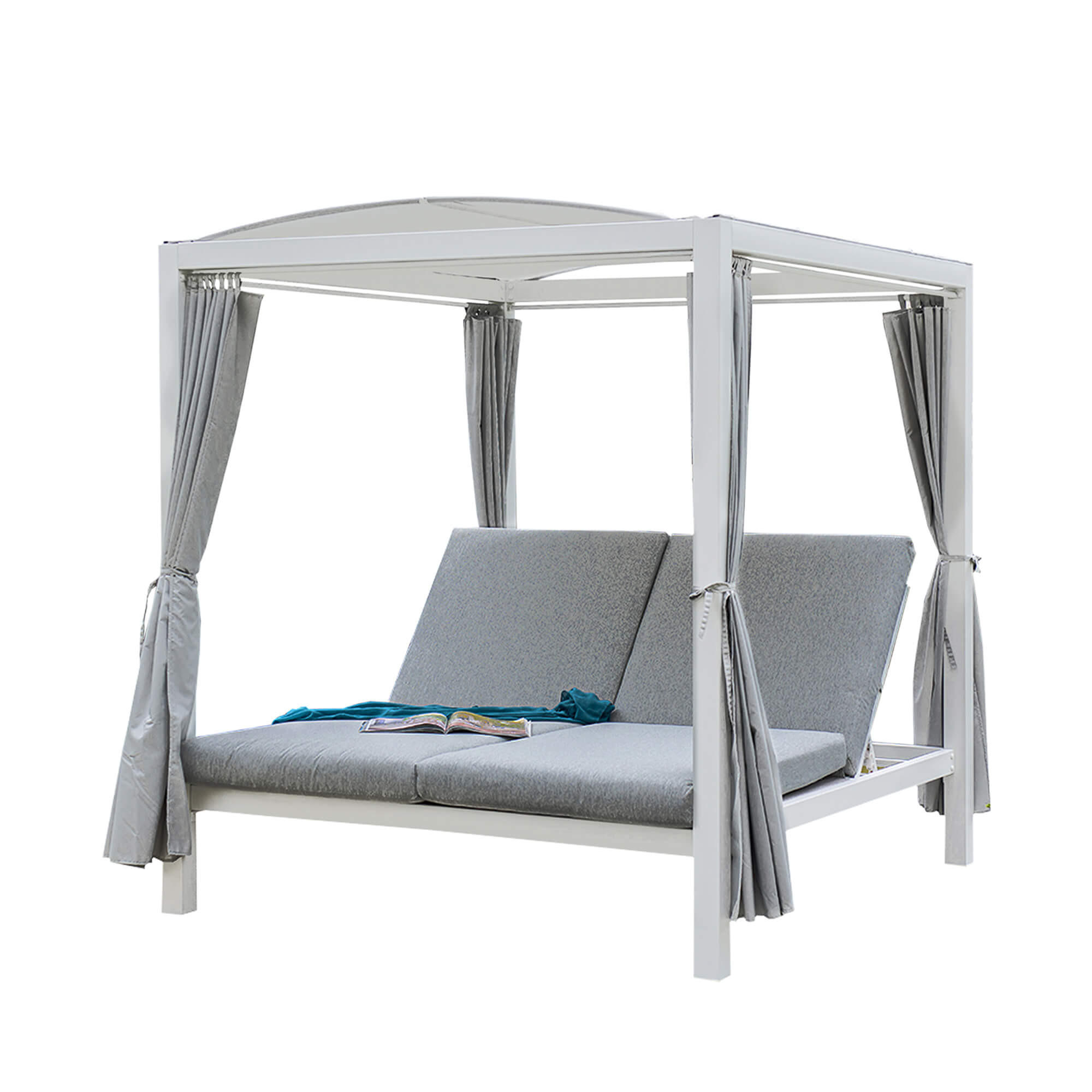 SONNENLIEGE LYON - Weiß/Grau, Kunststoff/Textil (188/207/208cm) - Home Deluxe