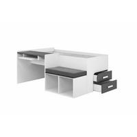 JUGENDBETT MULTI 90/200 cm in Weiß/Graphit - Graphitfarben/Weiß, Holzwerkstoff/Textil (90/200cm) - Deine Möbel 24