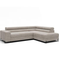ECKSOFA COLESIO L-Form, Schlaffunktion, Bettkasten, verstellbare Kopfstützen, Wellenfederung, Metallfüße, breiter Cordstoff - Schwarz/Weiß, Kunststoff/Metall (204/269cm) - Wohnideebilder
