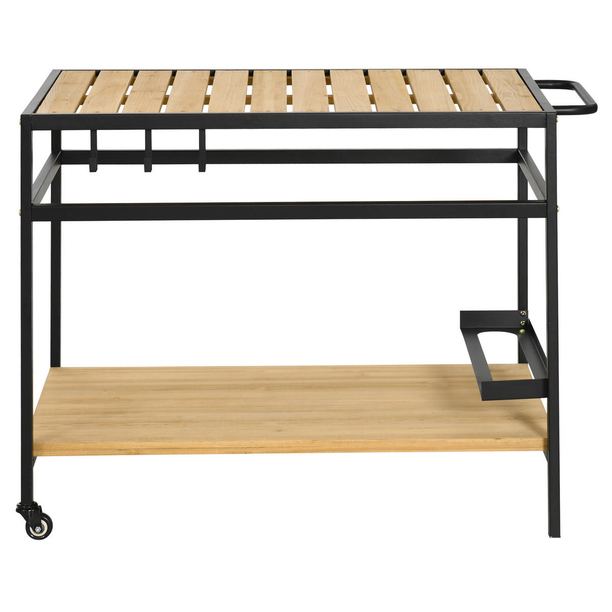 SERVIERWAGEN DE-07743 wetterbeständig, mit Haken Schwarz+Natur - Naturfarben, Metall (65/80/107cm) - ComfortXL