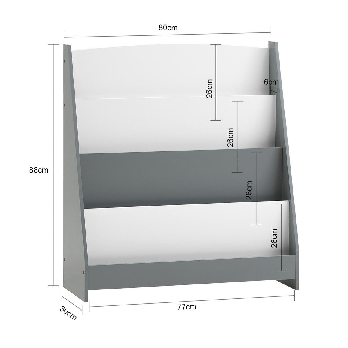 KINDERREGAL Grau - Grau, Holzwerkstoff (80/88/32cm) - SoBuy