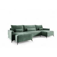 WOHNLANDSCHAFT Silves - Grün, Holzwerkstoff/Textil (382/81/148cm) - Fun Möbel