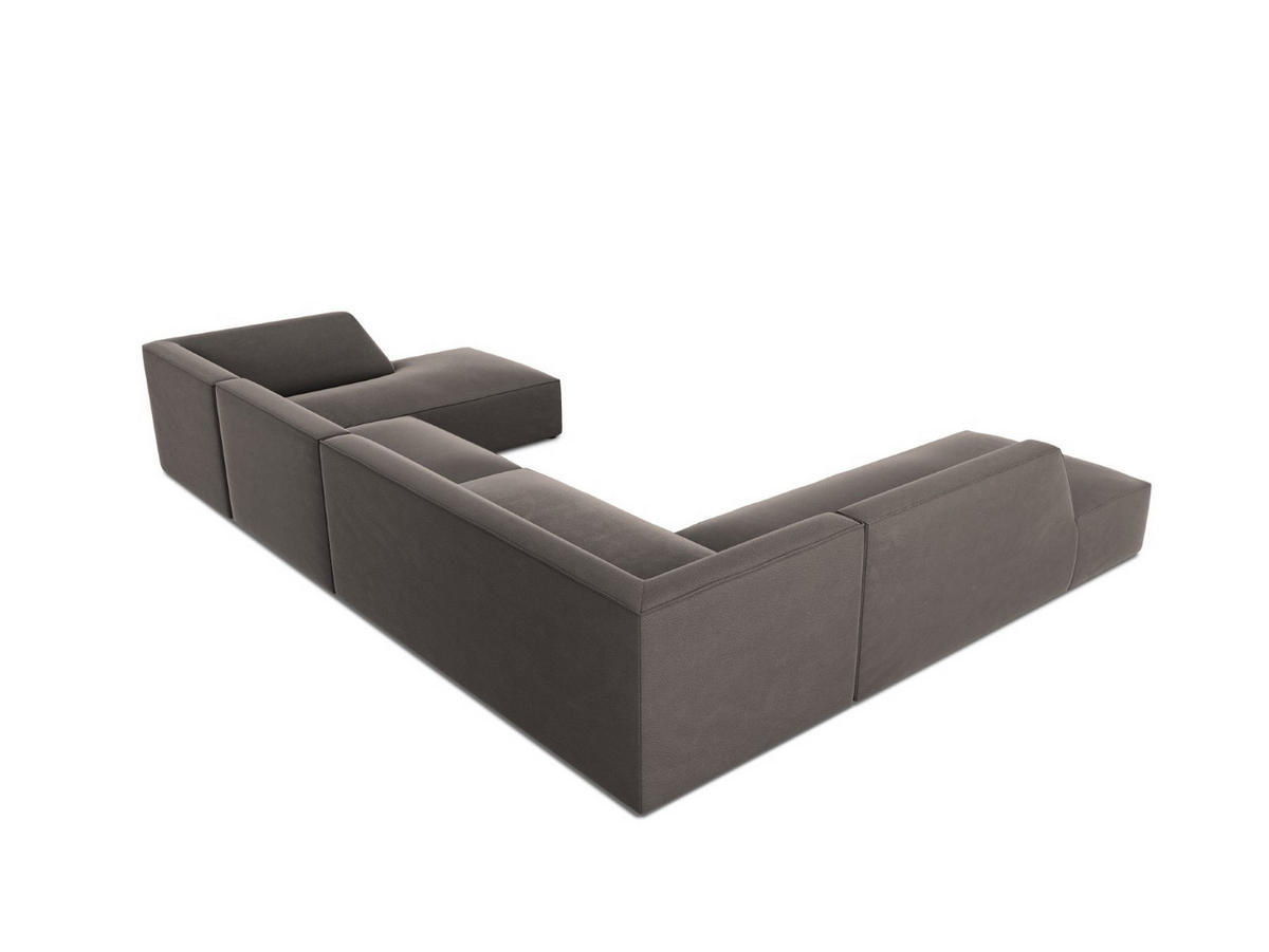 PANORAMASOFA links Ruby aus Samt dunkelgrau 7 Sitzplätze - Dunkelgrau, Textil (273/69/366cm) - Micadoni