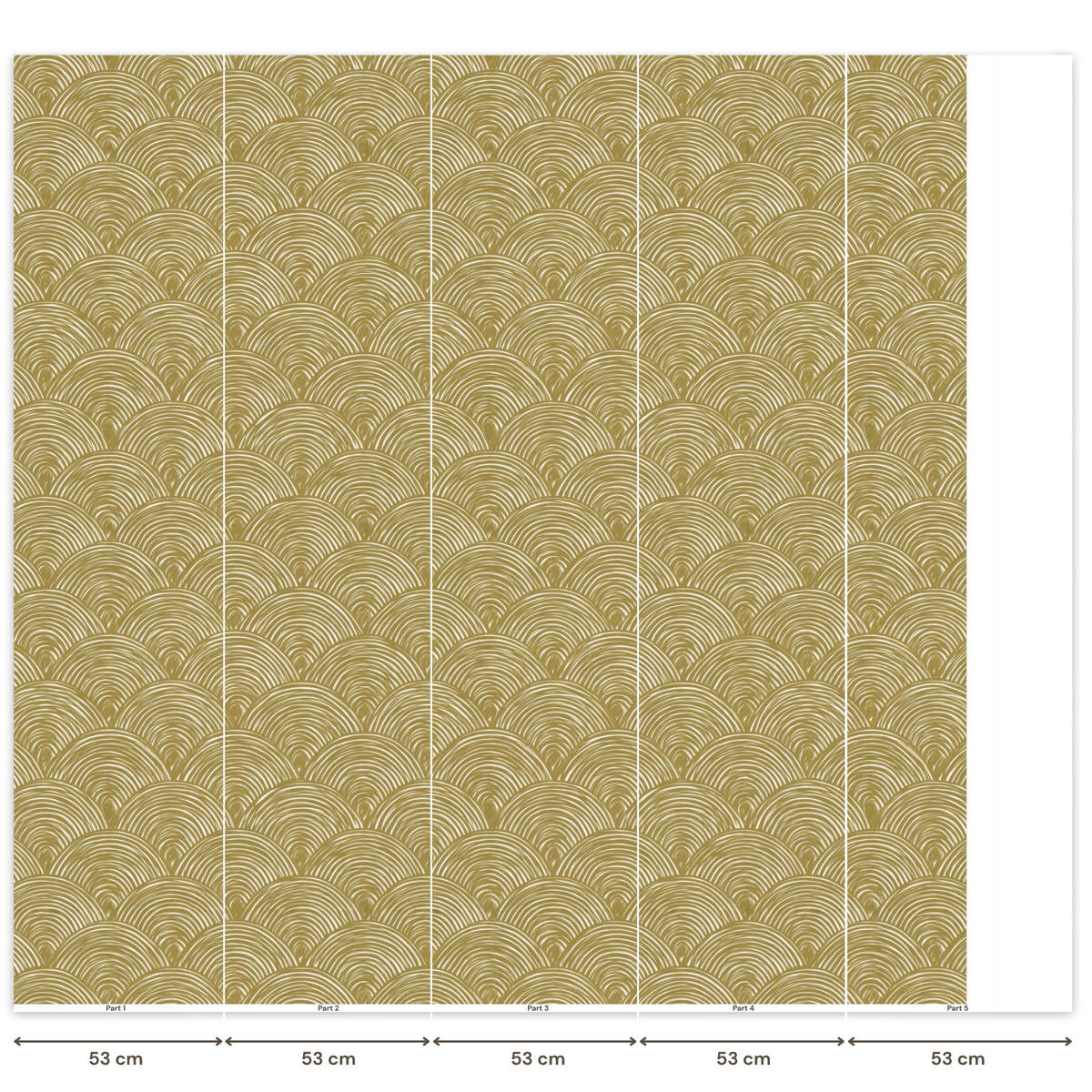 TAPETE - Fächer - Geometrisch - Grün - 240x240 cm - Goldfarben, Papier (240/240cm) - OnlyWow