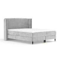 KONTINENTALBETT Ardis Hellgrau 140/200 cm mit Matratze und Topper - Hellgrau/Schwarz, Holz/Holzwerkstoff (140/200cm) - Maison de Reve