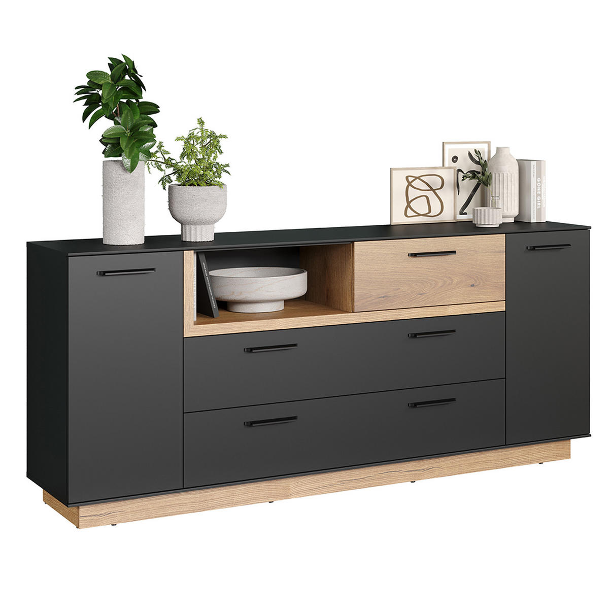 SIDEBOARD Synnax Grau - Grau, Holzwerkstoff (187/187/81cm) - ebuy24