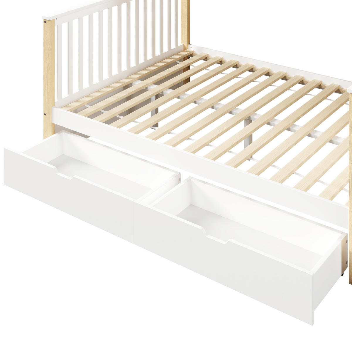 HOCHBETT 90/200 cm über 140/200 cm mit Schubladen, Weiß/Natur - Weiß, Holz (140/200cm) - MIVRAY