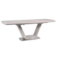 ESSTISCH Accra Marmor Grau / Edelstahl 160-220 / 90 / 76cm - Grau, Holz/Keramik (90/220/76cm) - Feldmann-Wohnen