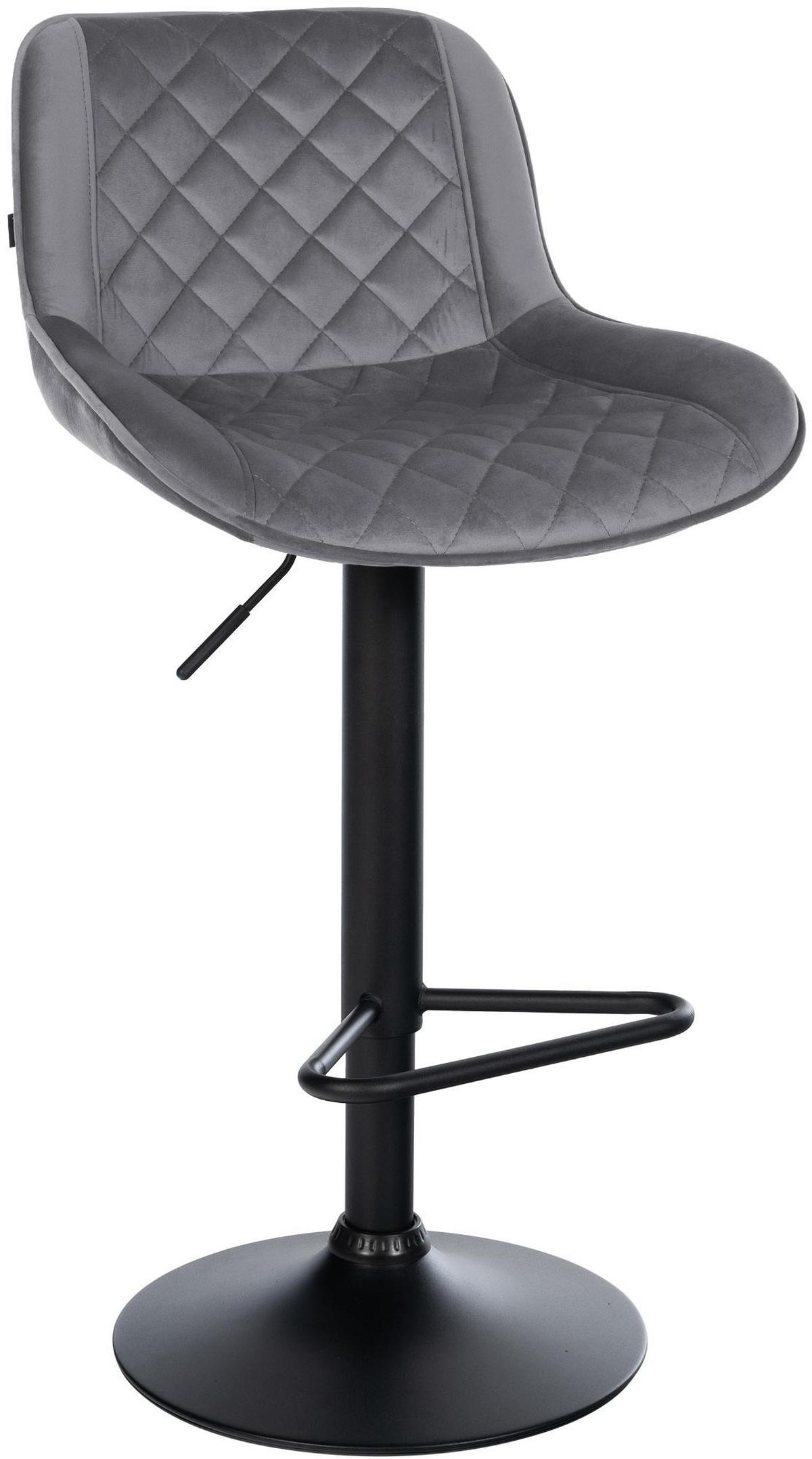 BARHOCKER Samt Dunkelgrau - Dunkelgrau/Schwarz, Textil/Metall (50/84/52cm) - CLP