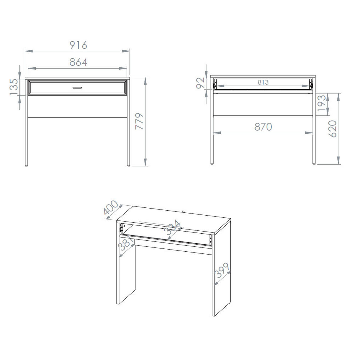 KONSOLENTISCH Avante 92 / 40 / 78cm Windmill Eiche Dunkel / Cashmere Hochglanz - Eichefarben/Creme, Holz/Holzwerkstoff (40/92/78cm) - Feldmann-Wohnen