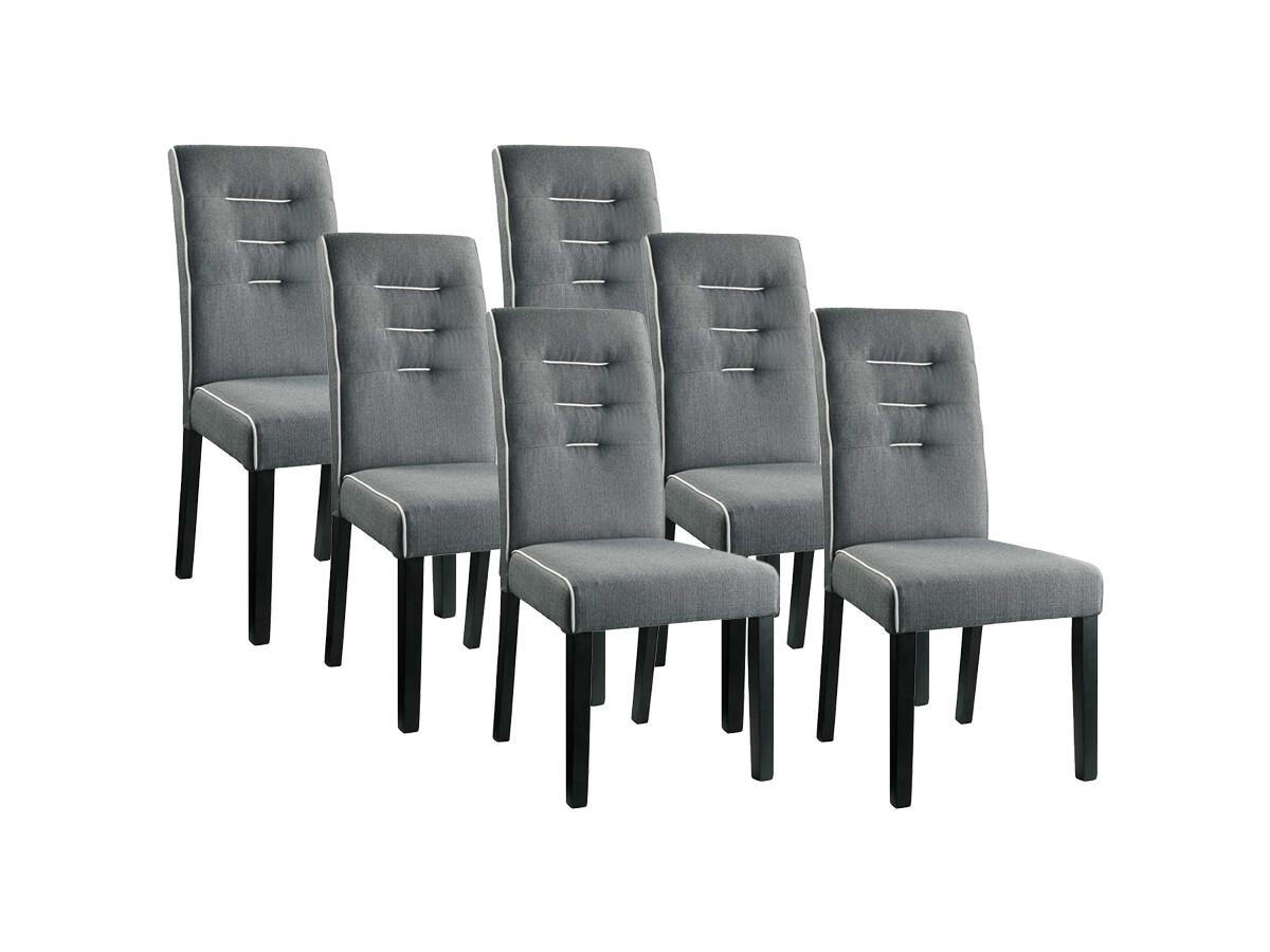 STUHL 6er-Set - Stoff & Kautschukholz - Grau - GABELLE - Grau, Textil (59.5/100/47cm) - Vente-Unique