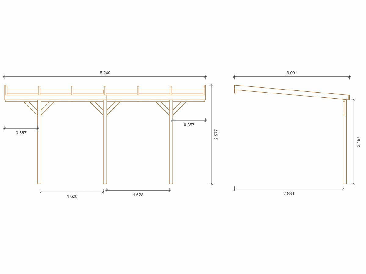 CARPORT AUTO solar 2 Braun - Braun, Holz (437/245/300cm) - Habitat Garten