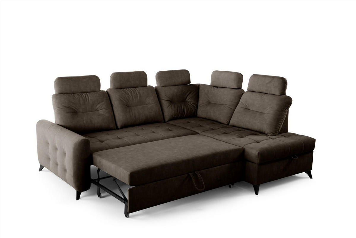 ECKSOFA Wendie - Dunkelbraun, Holzwerkstoff/Textil (250/200cm) - Fun Möbel