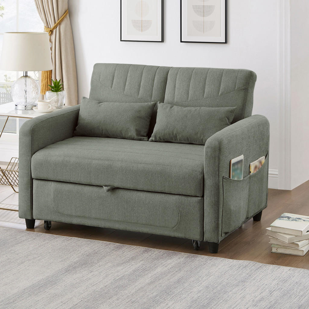 Thumbnail - Redom Sofabett, Olivgrün, Textil, 114x83x77 cm, Wohnzimmer, Sofas & Couches, Schlafsofas