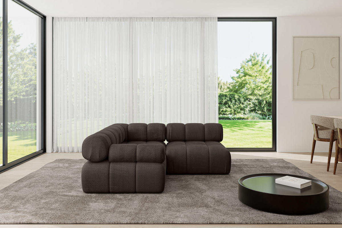 ECKSOFA modulares Sofa Mende-L1 - 190x190x70 cm Braun Velours - Braun, Holzwerkstoff/Textil (190/190cm) - ALTDECOR