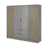 KLEIDERSCHRANK – 206 cm – Nelly – Grau - Grau, Holzwerkstoff (206/200/51cm) - hi-markt