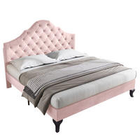 POLSTERBETT 140/200 cm aus Samt in Rosa mit Lattenrost und verstellbarem Kopfteil - Rosa, Textil (140/200cm) - Flora Grace
