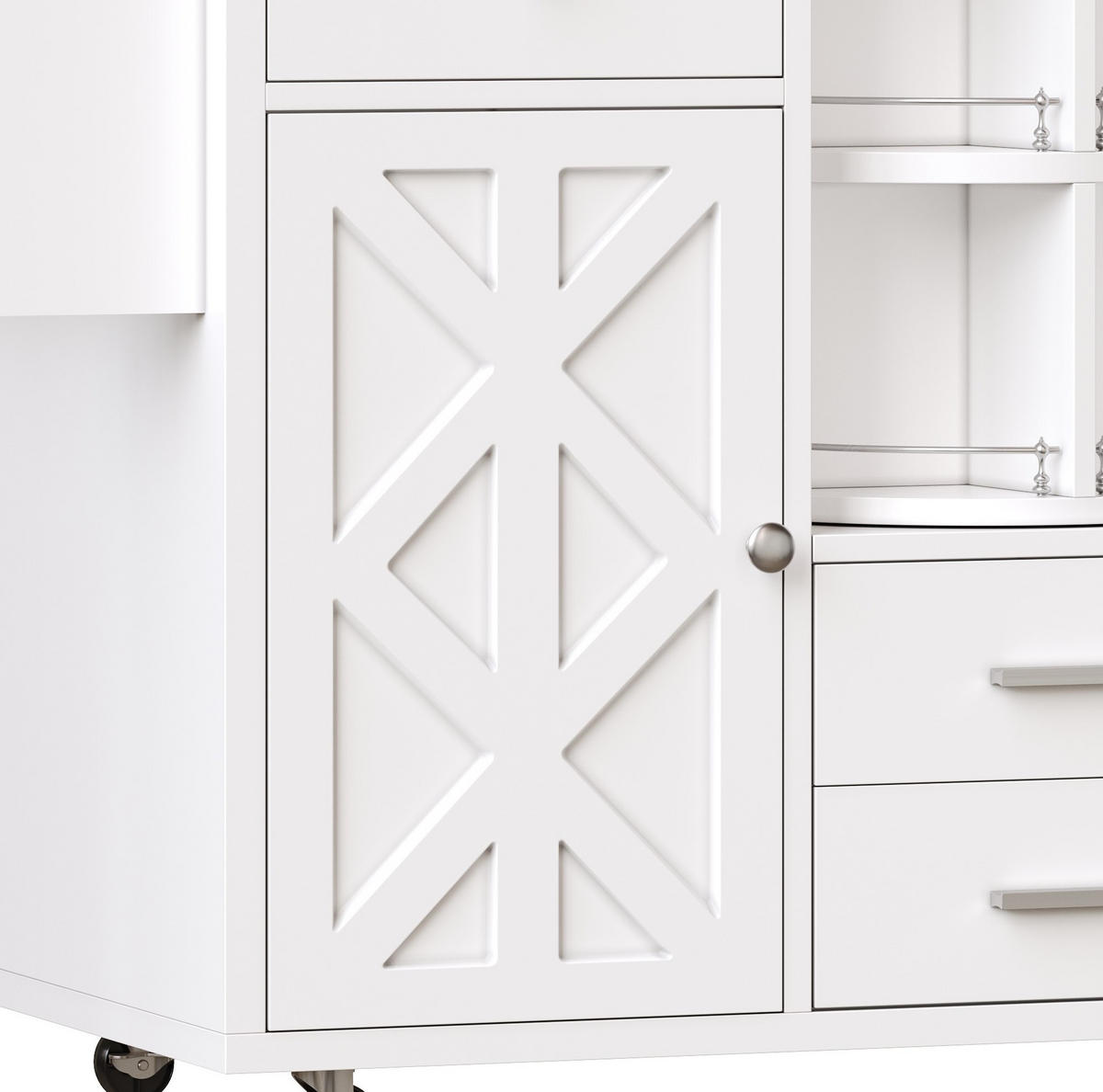 BARTISCH 110-180/40/91 cm in Weiß mit Rollen und ausziehbarer Tischplatte - Weiß, Holzwerkstoff (37/180/91cm) - BEAOK