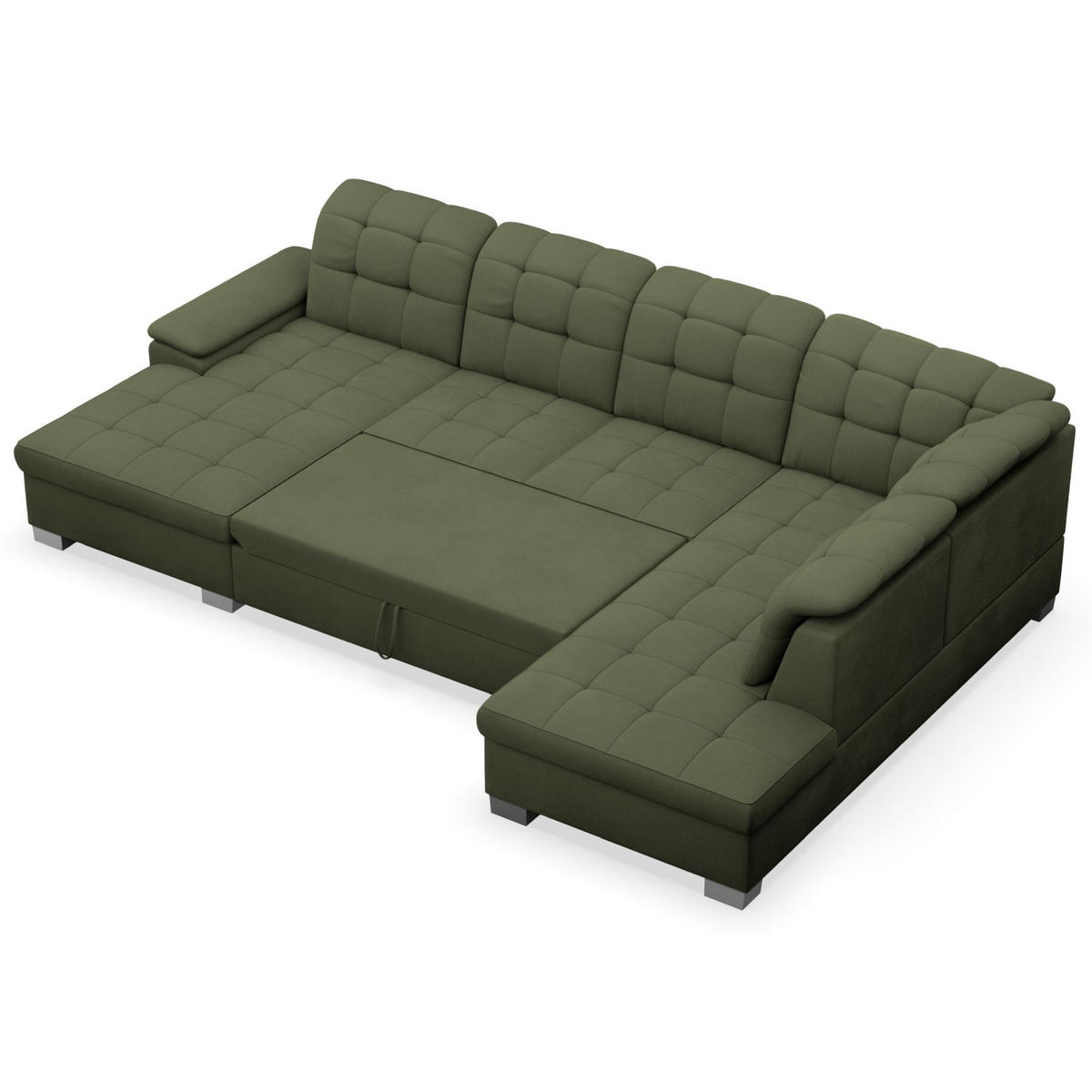 WOHNLANDSCHAFT Jamaal Khaki linksseitig - Schwarz/Grün, Textil (330/106/212cm) - Selsey
