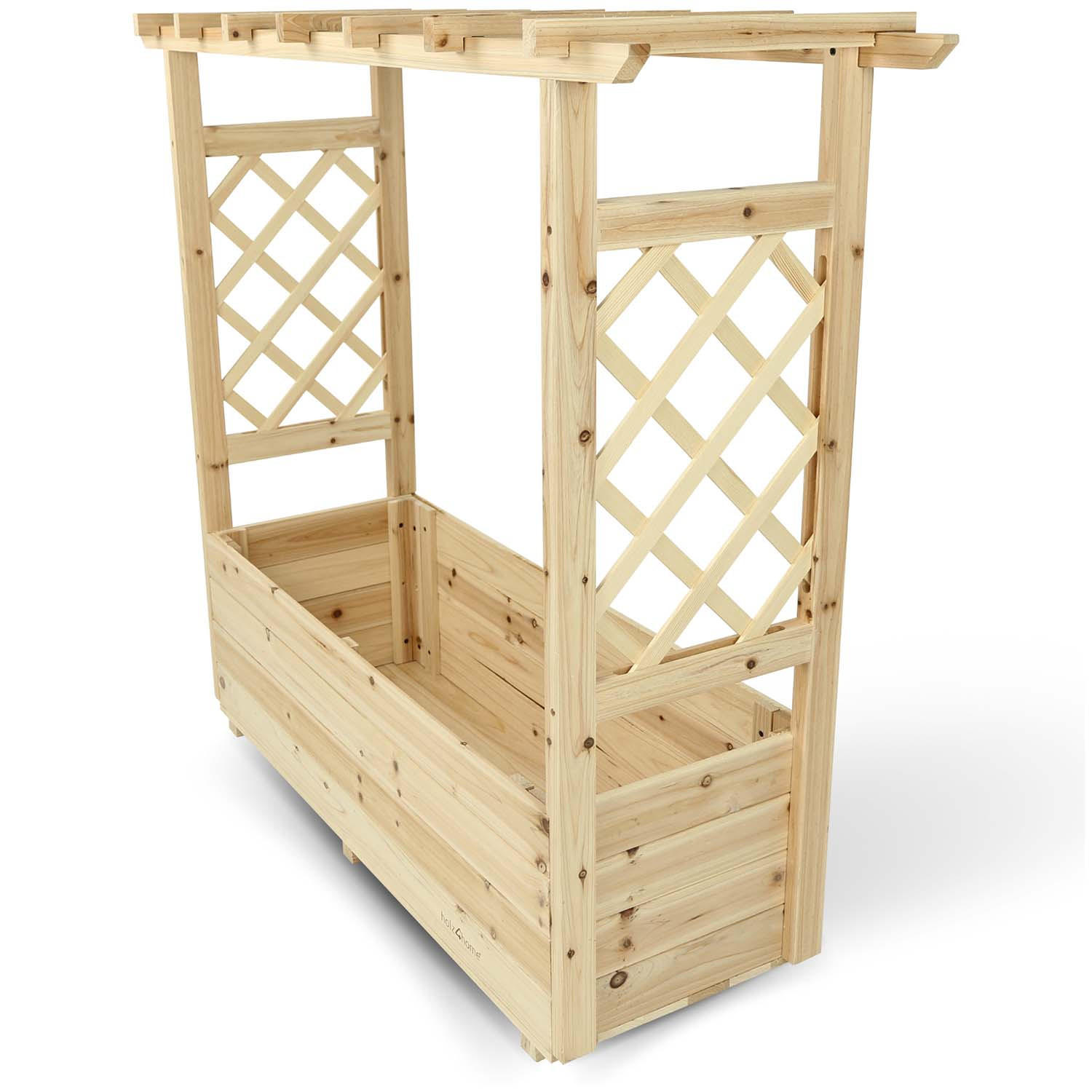 PFLANZKÄSTEN 2er Set mit Rankgittern & Dach - Tannenholz - 98 x 33 x 103cm - Naturfarben, Holz (98/103/33cm) - holz4home