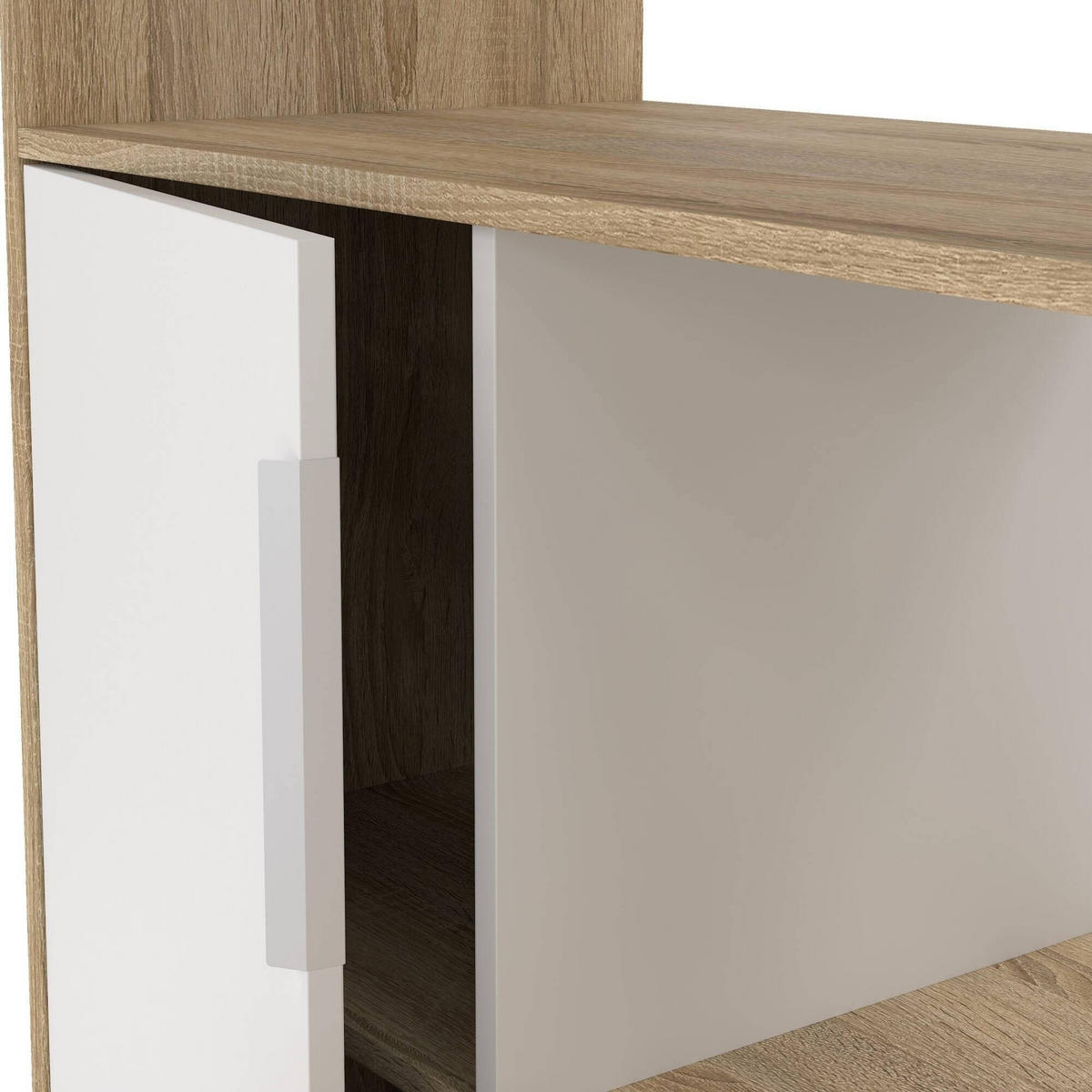 SCHREIBTISCH Eiche, Weiß 60.35/162.8/155.4 cm - Braun, Holzwerkstoff (60/163/155cm) - DMORA