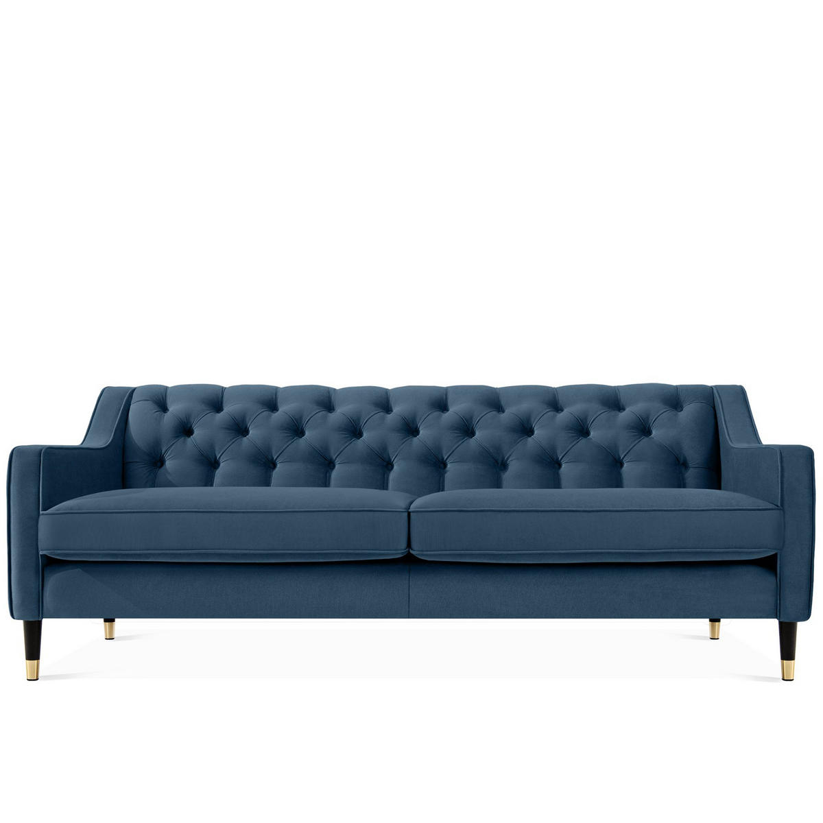 3-SITZER-SOFA NOMUS Velours, gesteppt, Marineblau - Wengefarben/Dunkelblau, Holz/Holzwerkstoff (192/78/80cm) - KONSIMO®