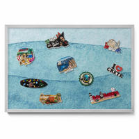 MAGNETTAFEL 60x40 cm Silberner Rahmen Aquarell Blaue Wellen - Pastellblau, Metall (60/50/0.4cm) - TULUP