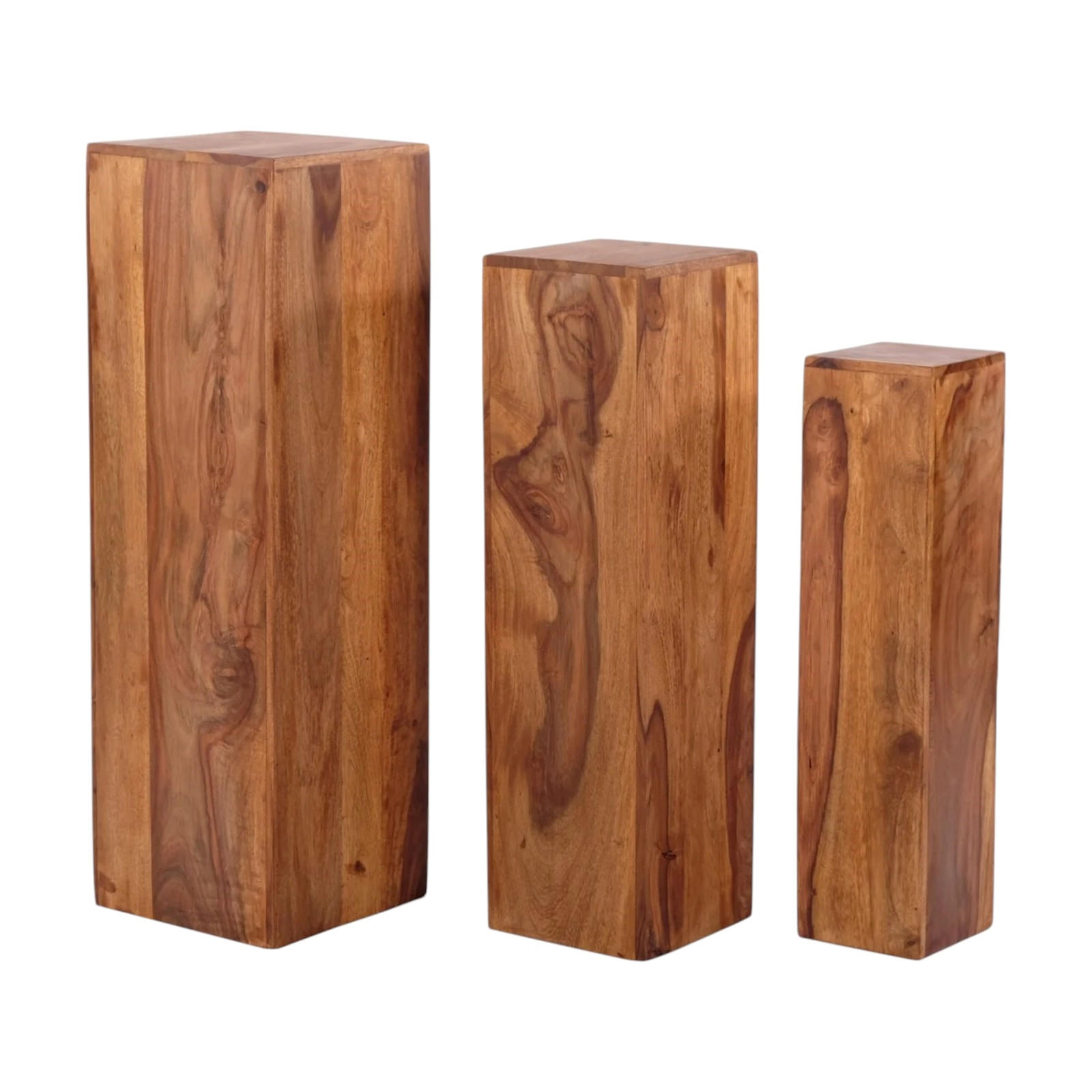 SÄULE DOLOMITEN 3-tlg. Sheesham Holz massiv, verschiedene Größen naturfarben - Naturfarben, Holz (25/25/80cm) - DESIGN DELIGHTS
