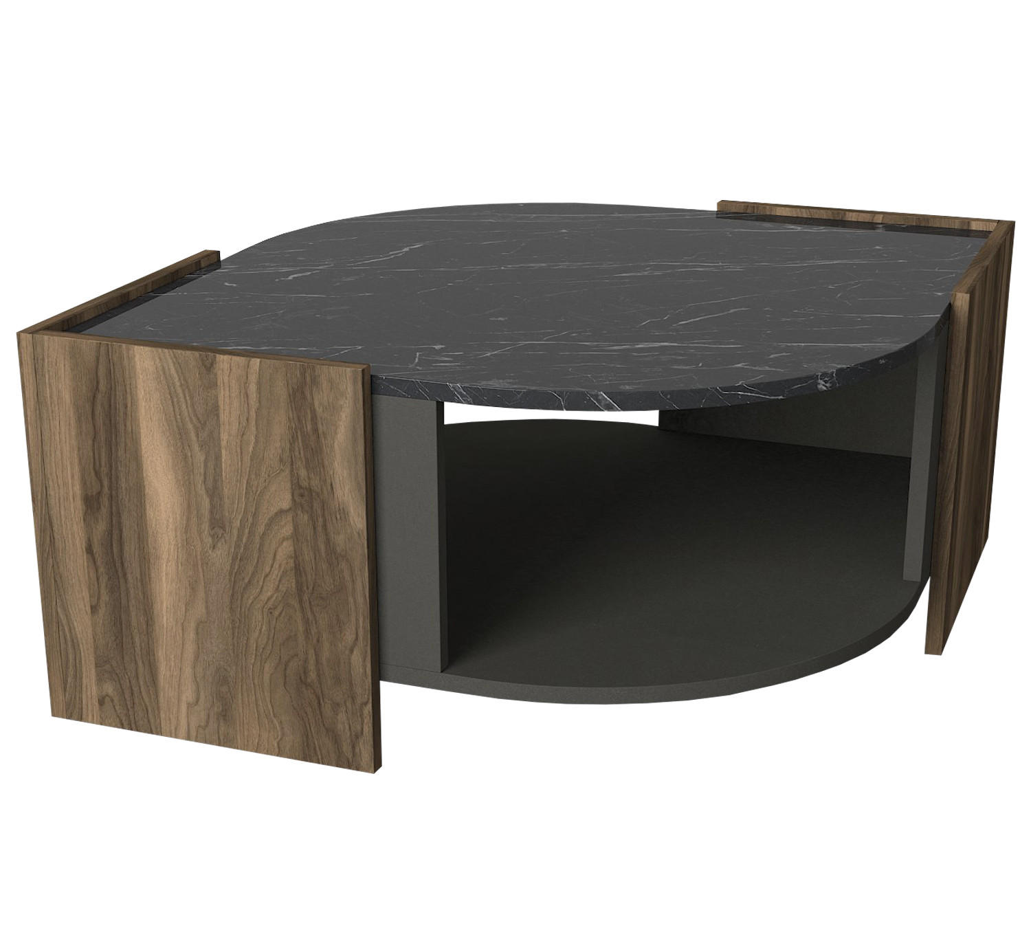 COUCHTISCH Marbel Walnuss Marmor Optik - Anthrazit/Walnussfarben, Holzwerkstoff (75/75/40cm) - moebel17