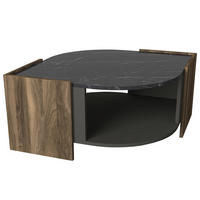 COUCHTISCH Marbel Walnuss Marmor Optik - Anthrazit/Walnussfarben, Holzwerkstoff (75/75/40cm) - moebel17