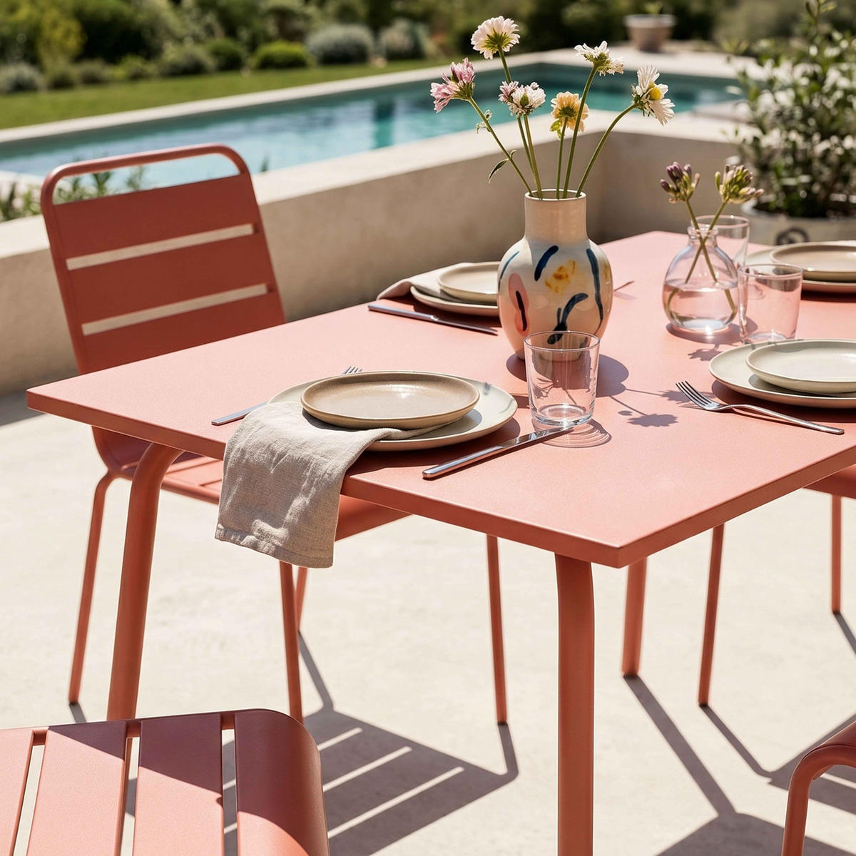 GARTENSET 5-tlg., Lehm - Pink, Metall - Oviala