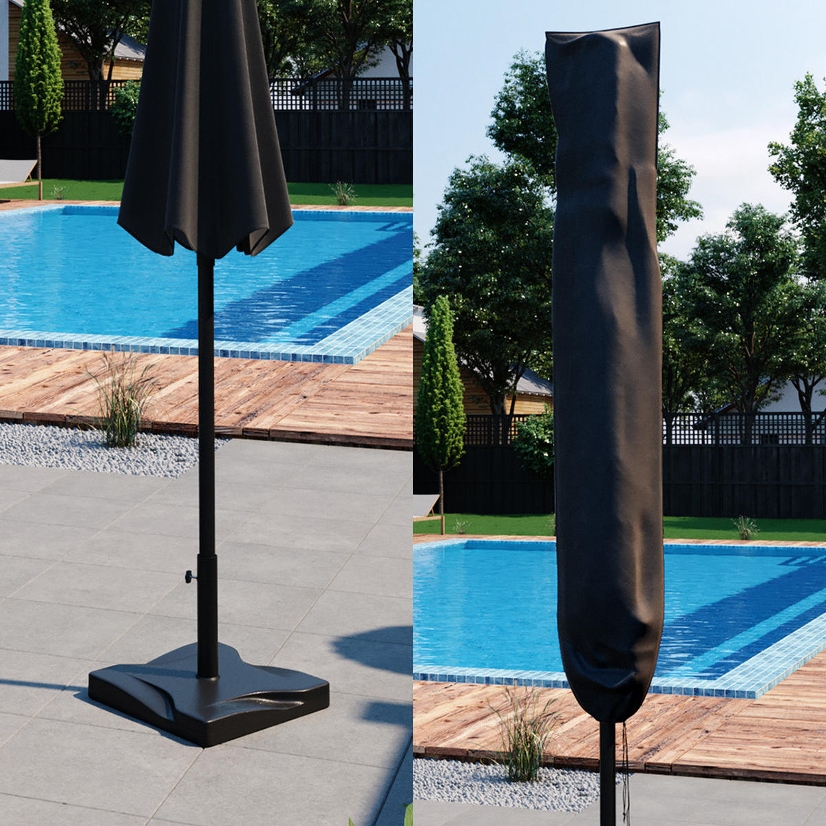 AMPELSCHIRM Anthrazit 270 cm mit Schutzhülle und Ständer - Anthrazit, Metall (270/234cm) - OK-Living