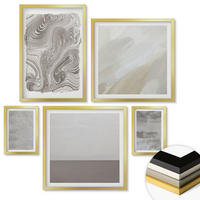 WANDBILDER 5er Set - 50x50 cm & 20x30 cm & 40x60 cm Goldrahmen - Industriedesignstrukturen - Goldfarben, Kunststoff (40/60cm) - ArtPrintCave