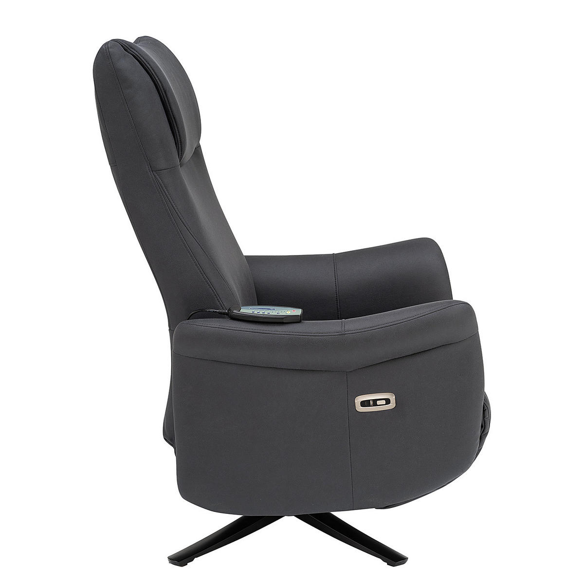 MASSAGESESSEL - Microfaser / Metall - Anthrazit / Schwarz - Anthrazit/Schwarz, Textil/Metall (76/112/85cm) - home24
