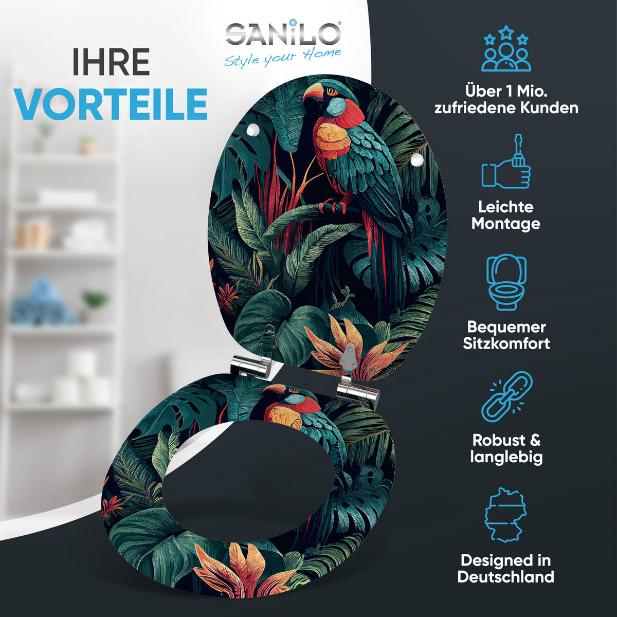 WC Sitz mit Absenkautomatik Exotic - Multicolor, Holzwerkstoff (38/6/47cm) - Sanilo