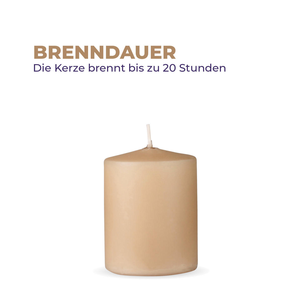 STUMPENKERZEN 4er Pack "Beige", Größe Ø7cm x Höhe: 8 cm - Beige, Naturmaterialien (7/8cm) - Bestlivings