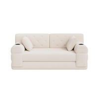 2-SITZER-SOFA – Cord, Metallrahmen, Becherhalter, kompakt, Beige - Beige, Textil (80/81/168cm) - KOMHTOM