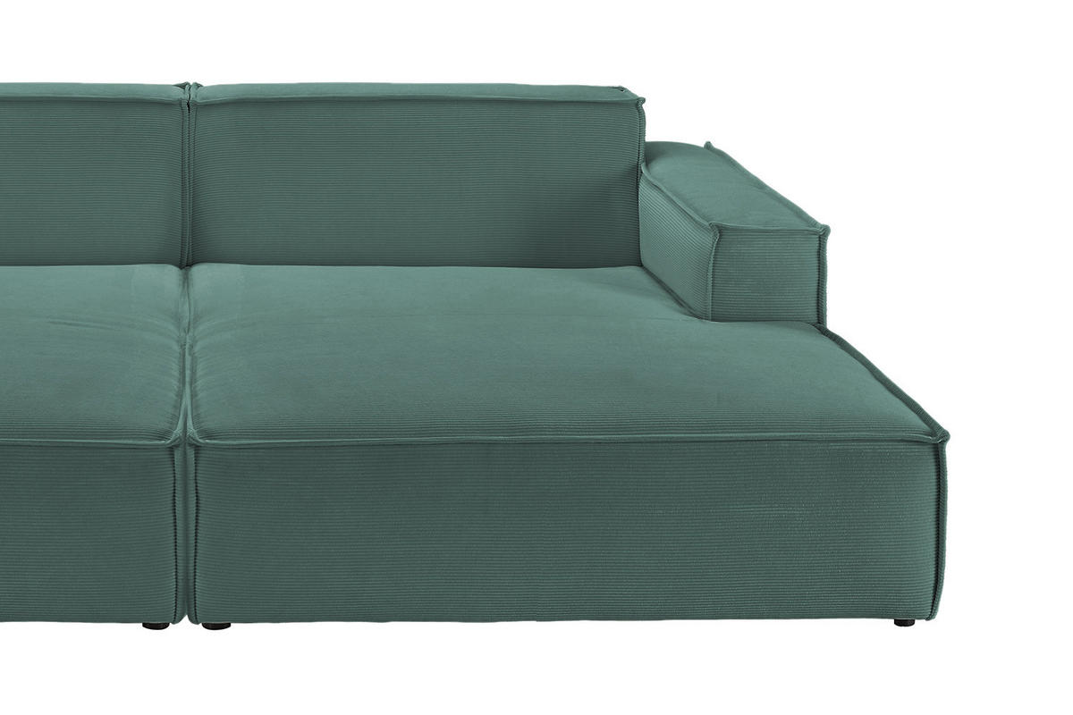 BIG SOFA SAMU Grün Cord - Schwarz/Grün, Textil (256/72/168cm) - KAWOLA
