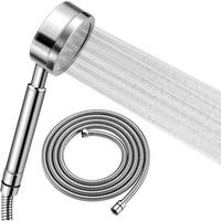 DUSCHKOPF mit Schlauch Edelstahl Wassersparfunktion 150 cm - Silberfarben, Metall (7.8/12.7/22cm)