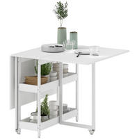 KLAPPTISCH 133,4/80/75 cm in Weiß – platzsparend mit Ablagen und Rollen - Weiß, Holz (133.4/80/75cm) - BEAOK