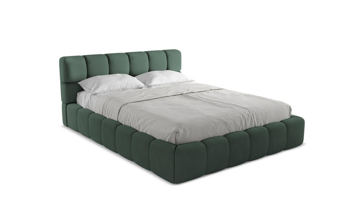 POLSTERBETT mit Bettkasten und Lattenrost 180x228 Grün - Schwarz/Grün, Kunststoff/Textil (160/200cm) - Makamii