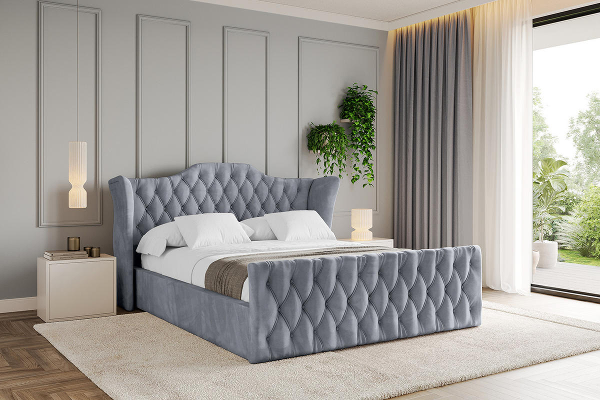 POLSTERBETT mit Bettkasten, Fußteil und Lattenrost, Boxbett ohne Matratze - ZORAN-Z 120x200 Grau - Grau, Holzwerkstoff/Textil (120/200cm) - ALTDECOR