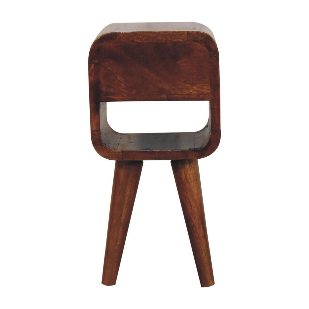 NACHTTISCH Extra Mini Curve Lower, 1 Schublade ,1 Offenes Regal, Braun - Messingfarben/Braun, Mangoholz/Holz (20/40/20cm) - Artisan Furniture