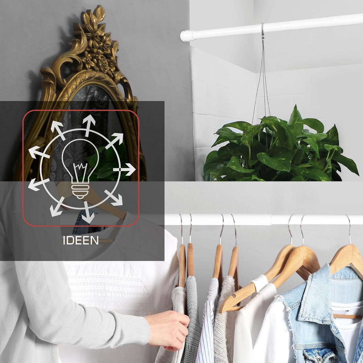 DUSCHSTANGE Neptun 115-200cm Weiß - Weiß, Metall (115cm) - BoMoe