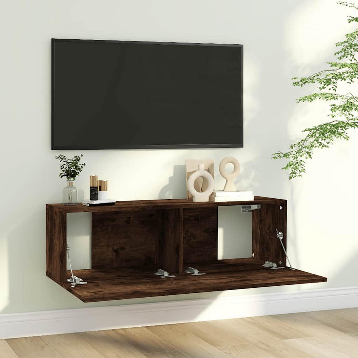 TV-WANDSCHRANK Räuchereiche 100x30x30 cm Holzwerkstoff - Braun, Holzwerkstoff (100/30/30cm)