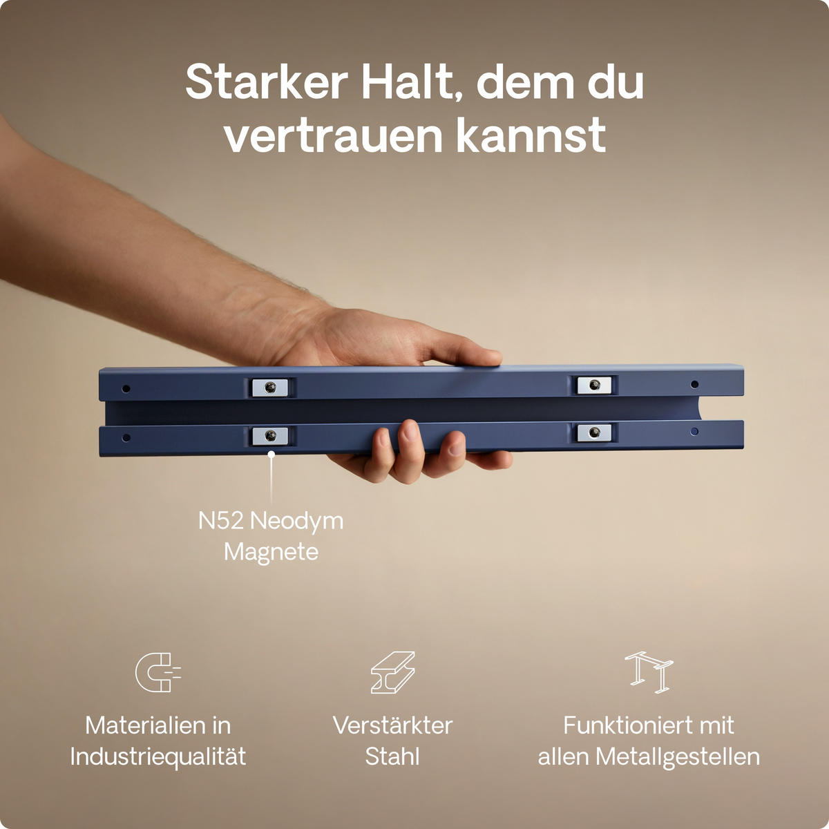 MAGNETISCHER Kabelkanal Schreibtisch Blau, 37x5x2,5cm - Blau, Metall (37/5/2.5cm) - Desktronic