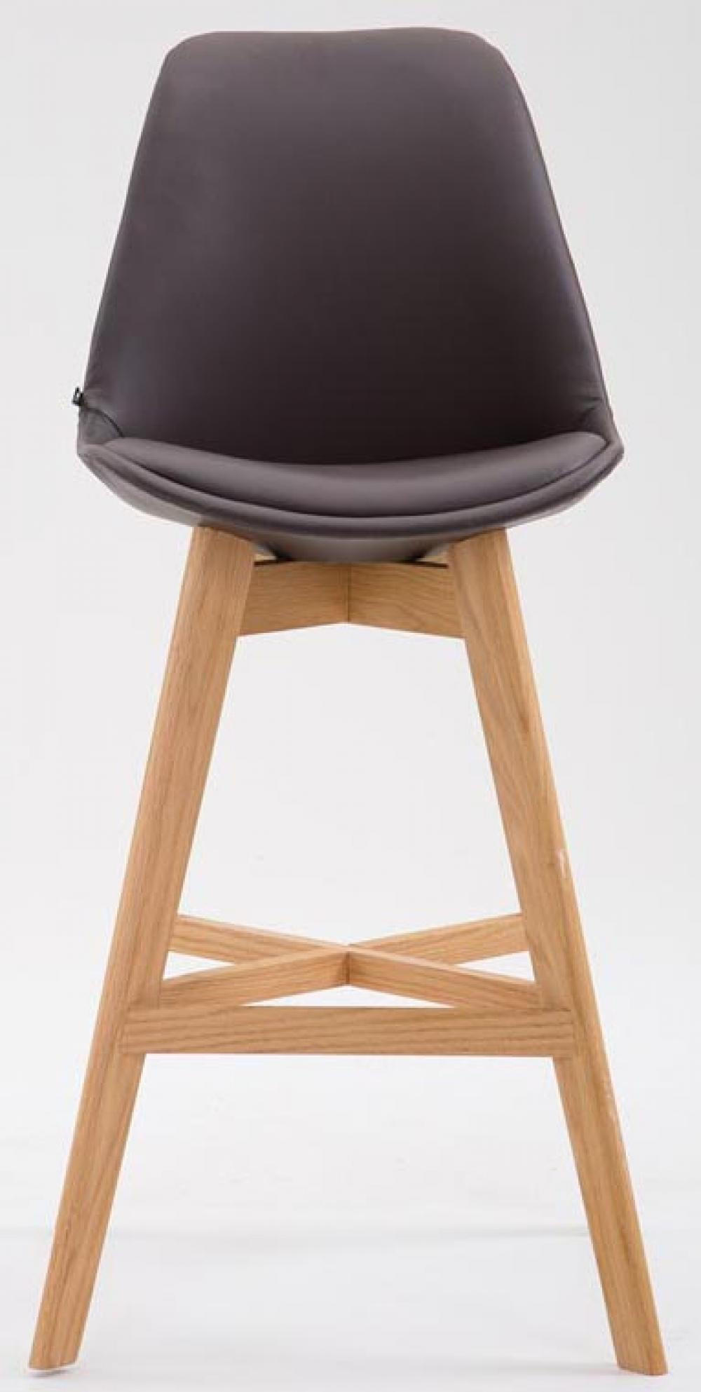 BARHOCKER 2er Set Lederlook braun - Eukalyptusholzfarben/Braun, Holz/Textil (48/112/56cm) - CLP